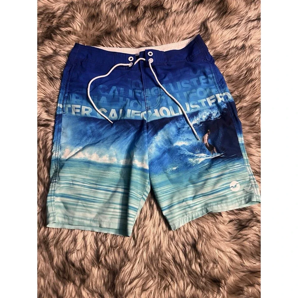 Hollister California Blue Ocean Surf Swim Trunk Shorts Men